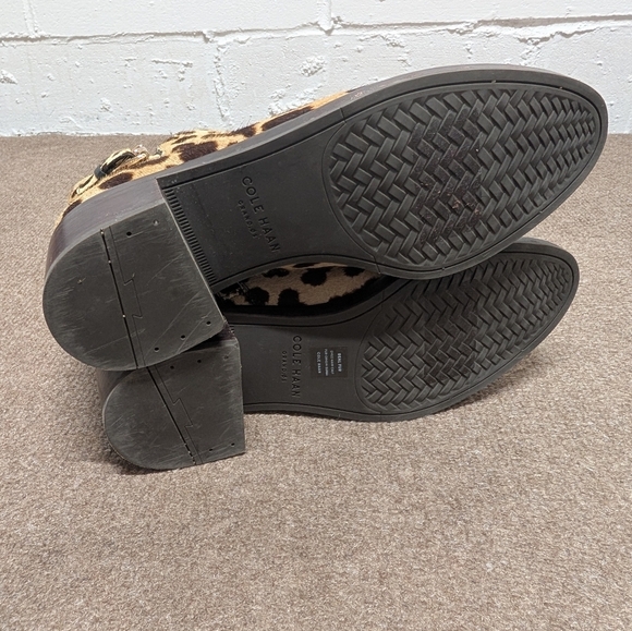 COLE HAAN (9.5 B) Real Fur Leopard Print Ankle Boots Grand OS Buckle - Picture 5 of 8